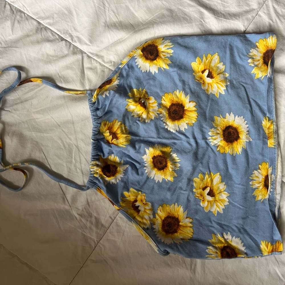 Sunflower Print Halter Top